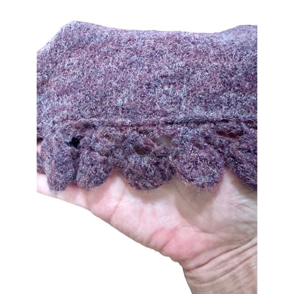 Nanette Lepore Virgin Wool Blend Purple Skirt Floral Crochet Hem Vintage, M - Picture 8 of 9